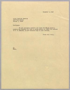 [Letter from A. H. Blackshear, Jr., to Group Hospital Service December, 7, 1949]