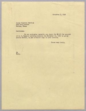 [Letter from A. H. Blackshear, Jr. to Group Hospital Service, November 5, 1949]