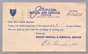 [Letter from Group Medical and Surgical Service to A. J. Hamon, October 10, 1949]