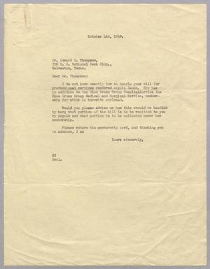 [Letter from Daniel W. Kempner to Edward R. Thompson, October 4, 1949]