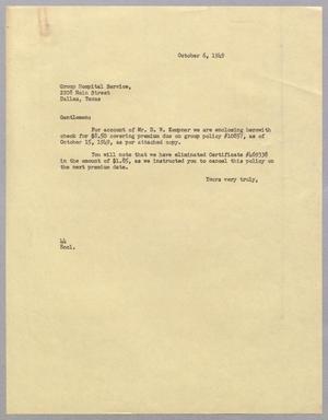 [Letter from A. H. Blackshear, Jr. to Group Hospital Service, October 6, 1949]