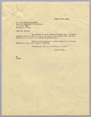 [Letter from Daniel W. Kempner to Tom Burton, August 13, 1949]