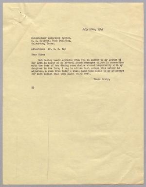 [Letter from Daniel W. Kempner to Seinsheimer Insurance Agency, July 20, 1949]