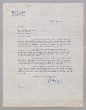 [Letter from Daniel W. Kempner to Mary Jean Kempner, April 12, 1949]