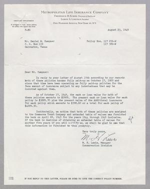 [Letter from M. H. Lewis to D. W. Kempner, August 23, 1949]