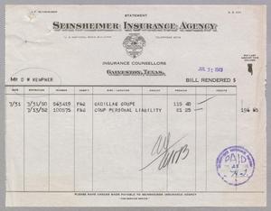 [Invoice for Seinsheimer Insurance Agency, July 31, 1949]