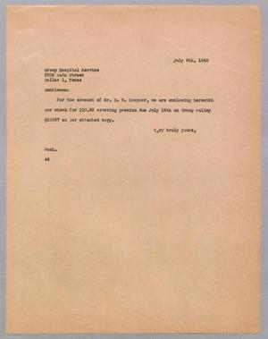 [Letter from A. H. Blackshear, Jr. to Group Hospital Service, July 6, 1949]