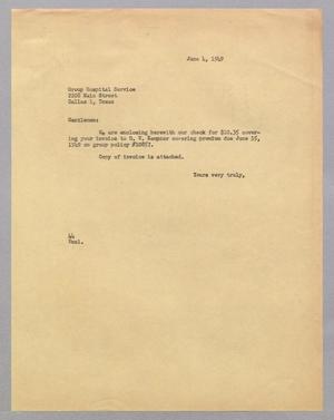 [Letter from A. H. Blackshear, Jr. to Group Hospital Services, June 4, 1949]