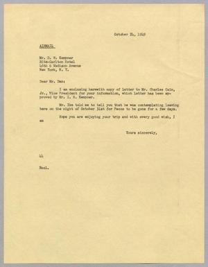 Primary view of object titled '[Letter from A. H. Blackshear, Jr. to Daniel W. Kempner, October 24, 1949]'.