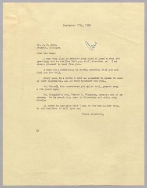 [Letter from Daniel W. Kempner to J. B. Kass, September 27, 1949]