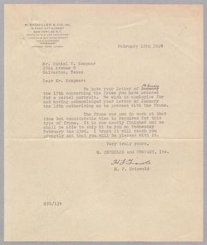 [Letter from Daniel W. Kempner to H. F. Grisworld, February 18, 1949]