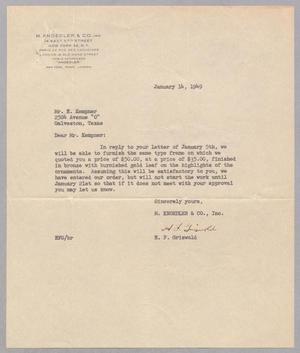 [Letter from M. Knoedler & Co., Inc. to Mr. H. Kempner, January 14, 1949]