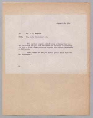 [Letter from Blackshear, A. H., Jr. to Daniel W. Kempner, January 24, 1949]