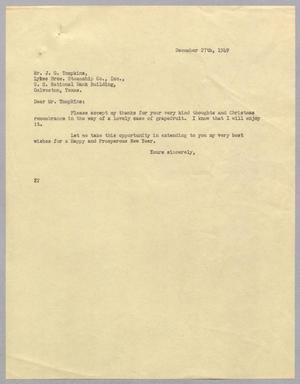 [Letter from Daniel W. Kempner to J. G. Tompkins, December 27, 1949]