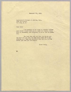 [Letter from Daniel W. Kempner to Leathercraft Processess of America, Inc., November 8, 1949]