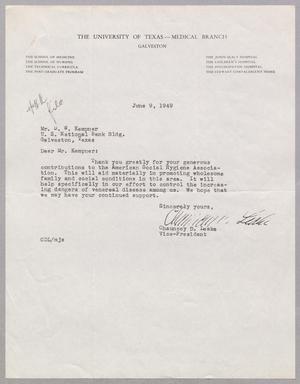 [Letter from Chauncey D. Leake to Daniel W. Kempner, June 9, 1949]