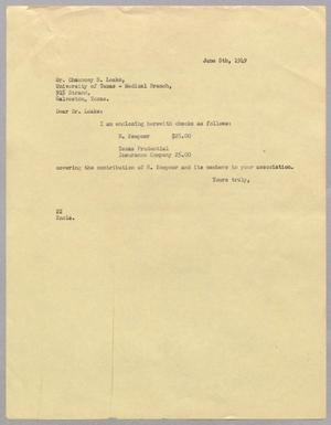 [Letter from Daniel W. Kempner to Chauncey D. Leake, June 8, 1949]