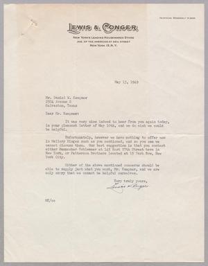 [Letter from Lewis & Conger to Mr. Daniel W. Kempner, May 13, 1949]