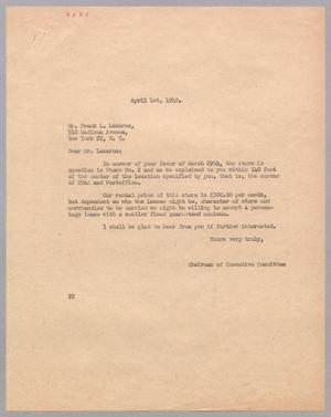 [Letter from Daniel W. Kempner to Frank L. Lazurus, April 1, 1949]