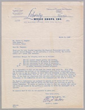 [Letter from Ellis R. Farber to D. W. Kempner, March 21, 1949]