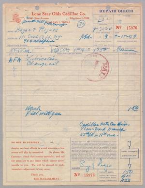 [Invoice for Car Repair Order for Bogart Rogers, March 1949]