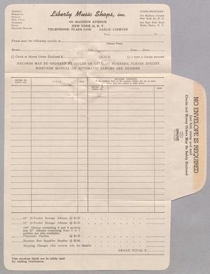[Order Blank from Liberty Music Shops, Inc.]