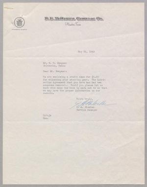 [Letter from D. B. McDaniel Cadillac Co. to D. W. Kempner, May 23, 1949]
