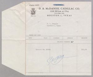[Invoice for Payment to D. B. McDaniel Cadillac Co.]