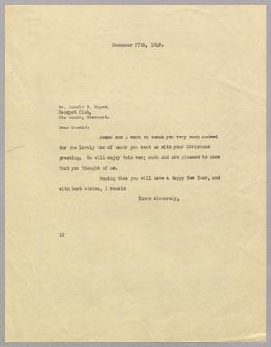 [Letter from Daniel W. Kempner to Donald F. Meyer, December 27, 1949]