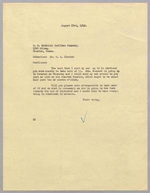 [Letter from Daniel W. Kempner to D. B. McDaniel Cadillac Company, August 23, 1949]