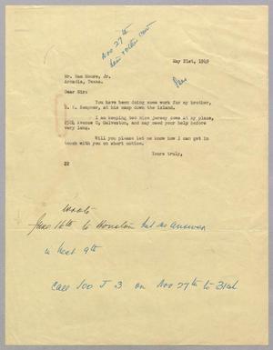 [Letter from Sam Moore, Jr., to D. W. Kempner, May 21, 1949]