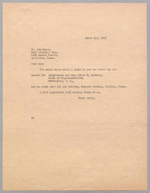 [Letter from Daniel W. Kempner to Sam Maceo, March 1, 1949]