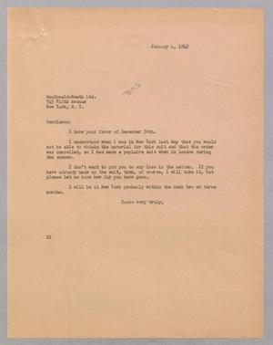 [Letter from Daniel W. Kempner to MacDonald-Heath, January 4, 1949]