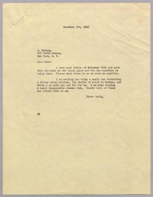 [Letter from Daniel W. Kempner to J. Nyburg, December 3, 1949]