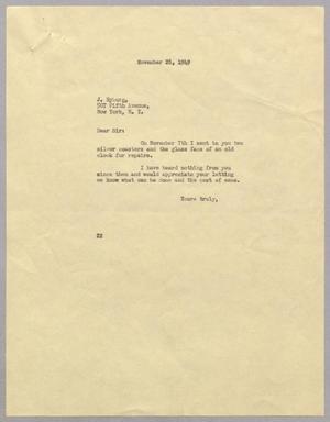 [Letter from Daniel W. Kempner to J. Nyburg, November 28, 1949]