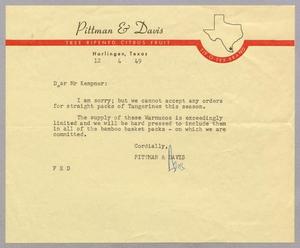 [Letter from Pittman and Davis to D. W. Kempner , April 12, 1949]