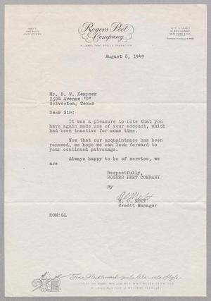[Letter from R. O. Mott to Daniel W. Kempner, August 08, 1949]