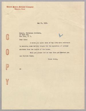 [Letter from Daniel W. Kempner to Patterson Brothers, May 31, 1949]