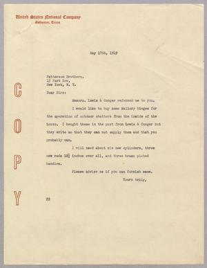 [Letter from Daniel W. Kempner to Patterson Brothers, May 17, 1949]