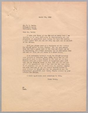 [Letter from Daniel W. Kempner to F. E. Davis, March 07, 1949]