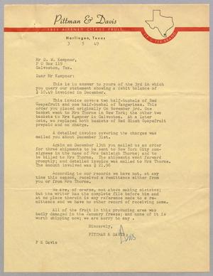 [Letter from Pittman & Davis to Daniel W. Kempner, March 5, 1949]