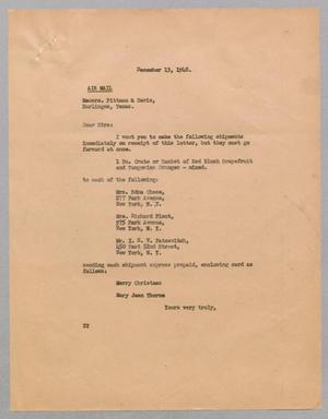 [Letter from Daniel W. Kempner to Pittman & Davis, December 13, 1948]