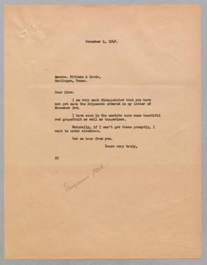 [Letter from Daniel W. Kempner to Pittman & Davis, December 4, 1948]