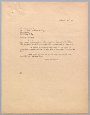 [Letter from Daniel W. Kempner to Henry Parish, February 19, 1949]