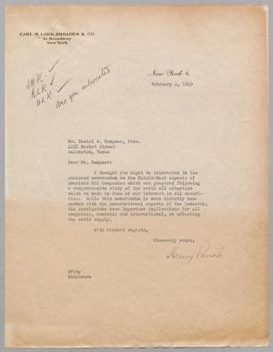 [Letter from Henry Parish to D. W. Kempner, February 2, 1949]