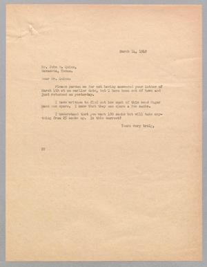 [Letter from Daniel W. Kempner to John D. Quinn, March 14, 1949]