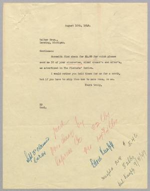 Primary view of object titled '[Letter from Daniel W. Kempner to Walter Bros, August 16, 1949]'.
