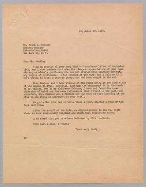 [Letter from Daniel W. Kempner to Frank L. Swadley, September 20, 1948]
