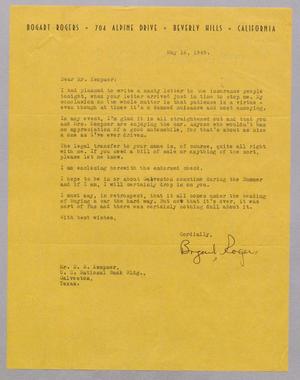 [Letter from Bogart Rogers to D. W. Kempner, May 16, 1949]
