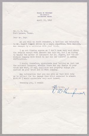 [Letter from Daniel W. Kempner to C. P. Key, April 18, 1949]